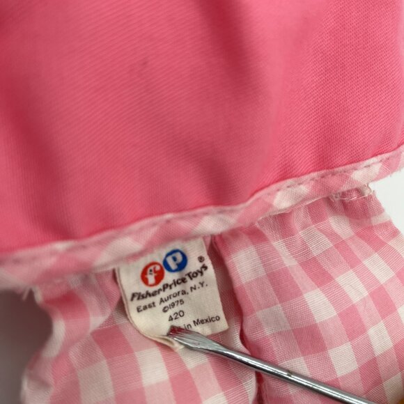 Vintage Fisher Price Cholly Dolly Blue White Checkered Boy Doll Rattle 1977 12” - Picture 3 of 12